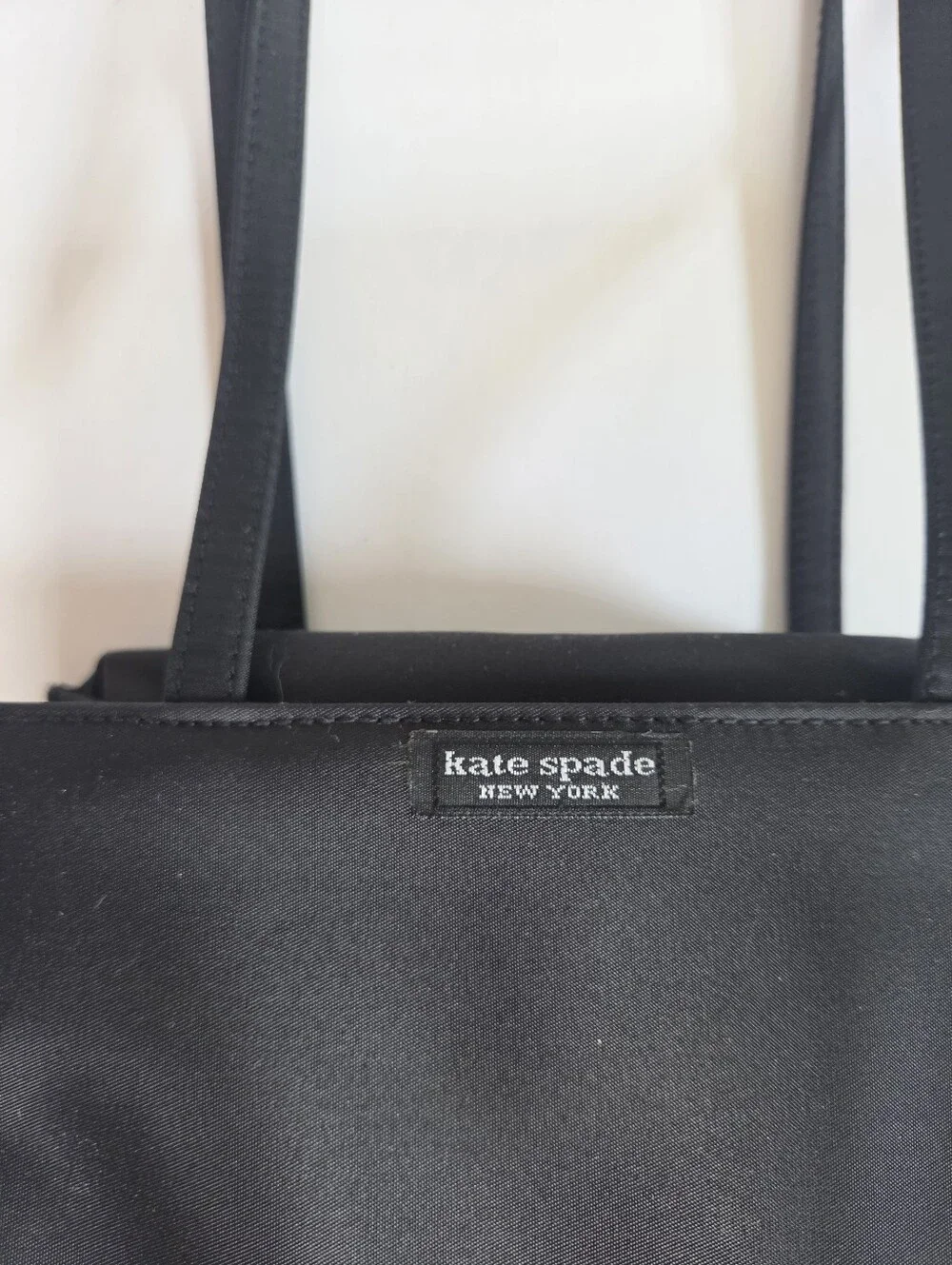 VTG Kate Spade black nylon Sam box tote shoulder bag featuring dual top handles